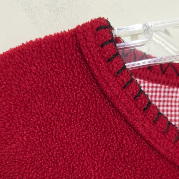 Vtg C.D. Sport Fleece Embroidered Christmas Cat With Mouse Sweatshirt Woman Sz L - Picture 12 of 13